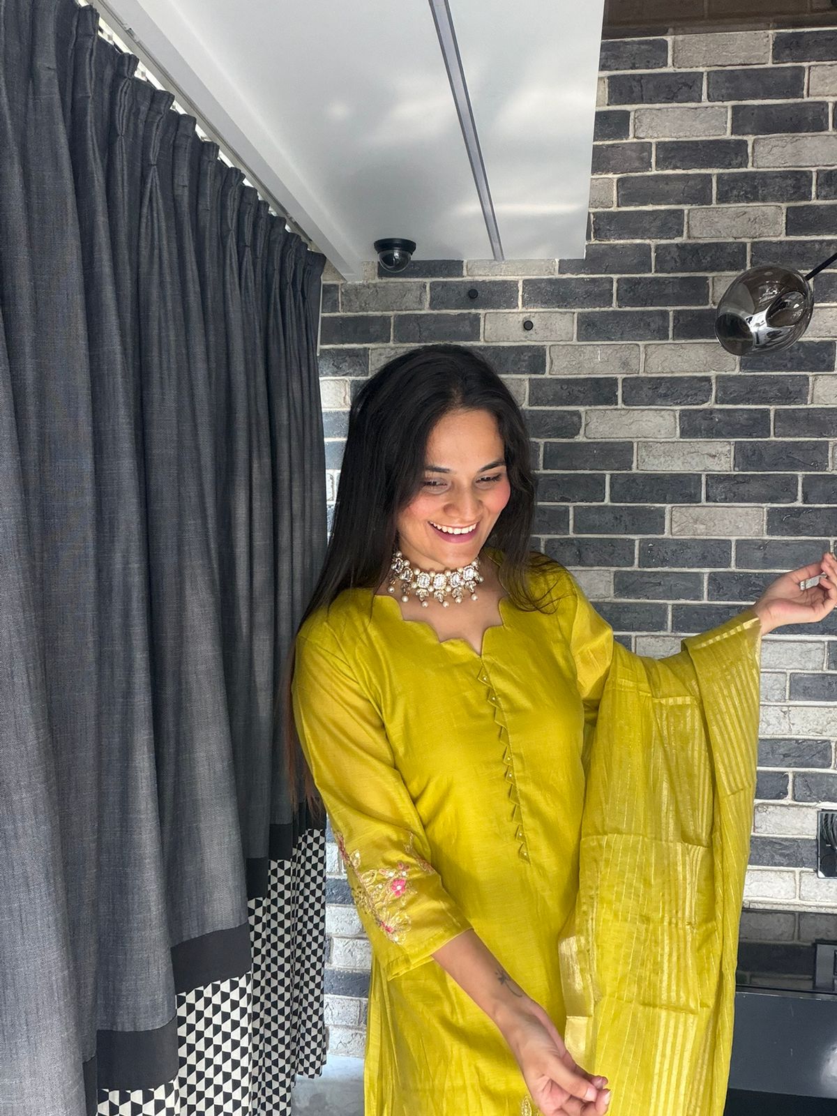 Mustard silk kurta